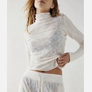 Free People Intimately You and I Cream Long Sleeve Turtleneck Top